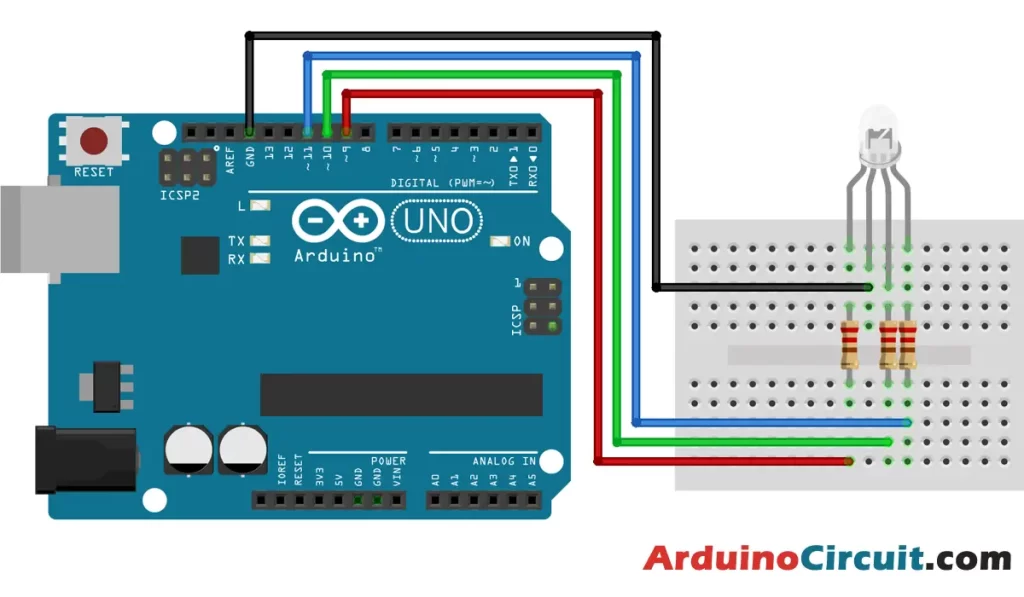 RGB LED Code  Arduino Tutorial - Arduino Circuit