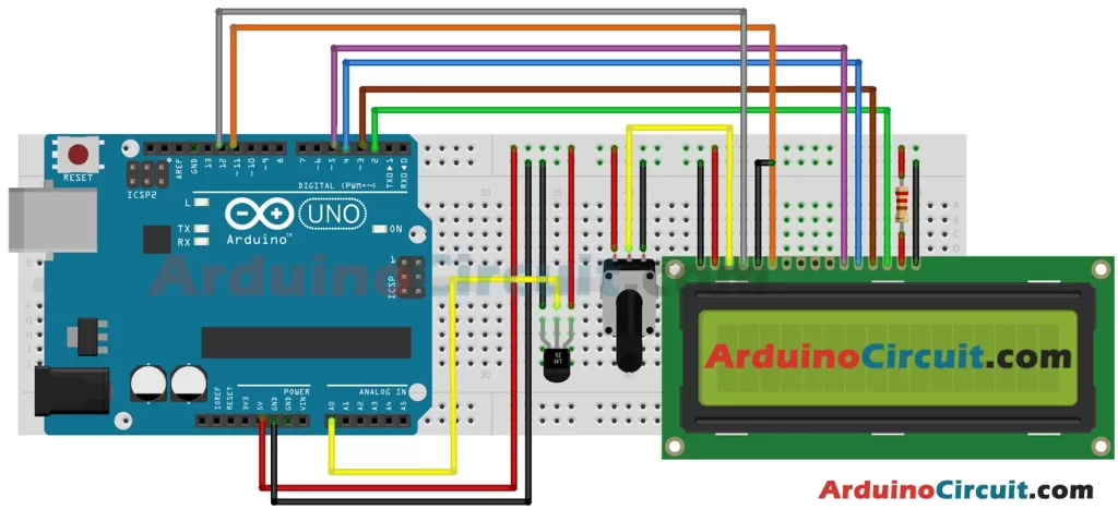 LM35 Temperature Sensor Display on LCD - Arduino Tutorial
